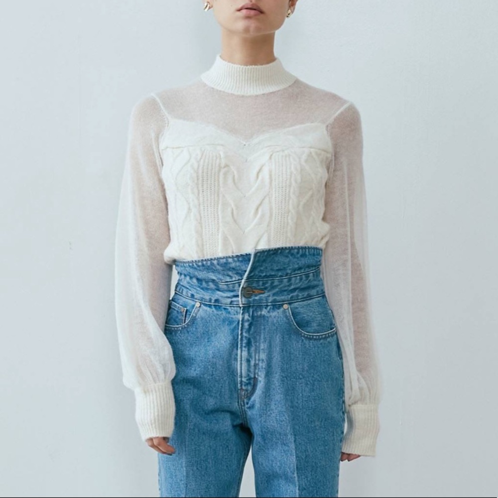 ❌SOLD❌ LAGUNAMOON Sheer Cable Knit Pullover Sweater - Picture 6 of 8